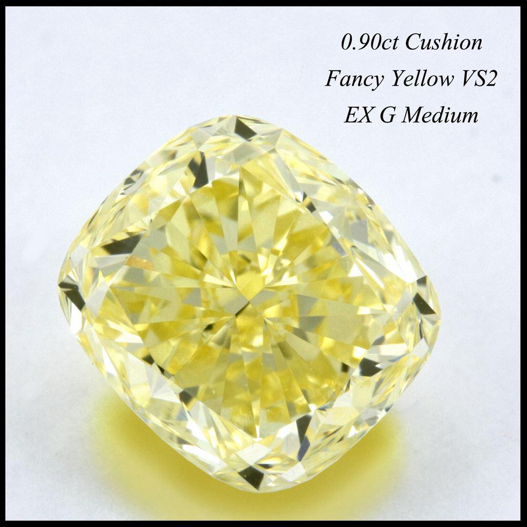 0.90 carat Cushion diamond Yellow VS2