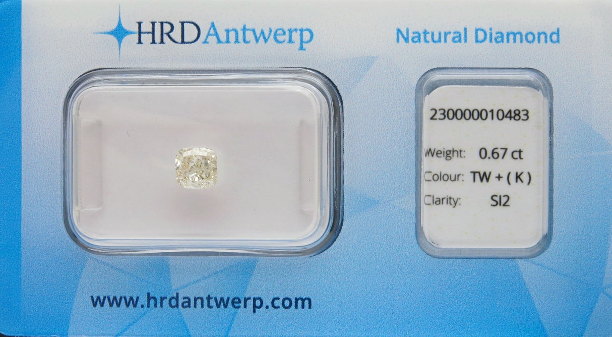 0.67 carat Cushion diamond K SI2