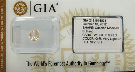 0.91 carat Cushion diamond Brown SI1