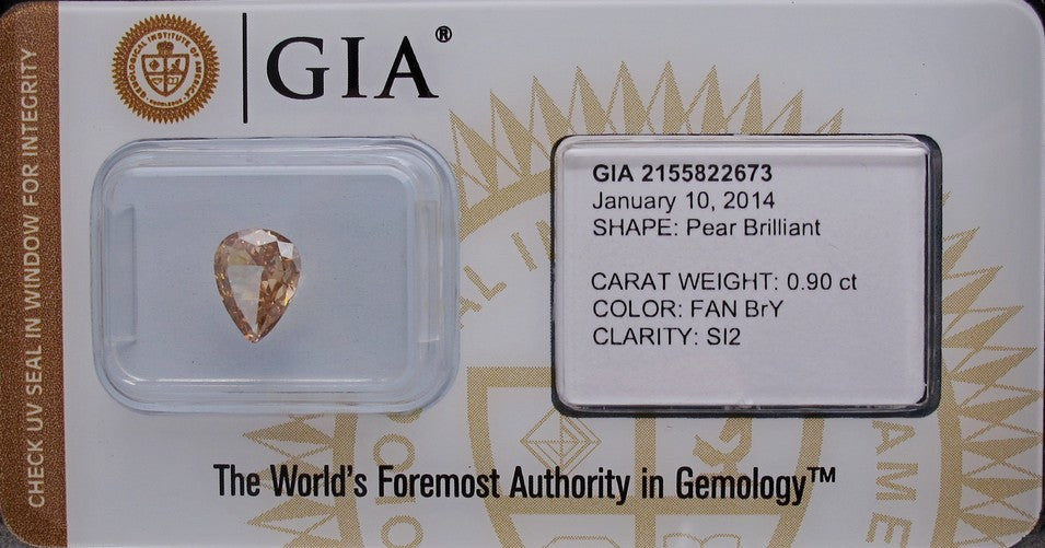 0.90 carat Pear diamond Brown SI2