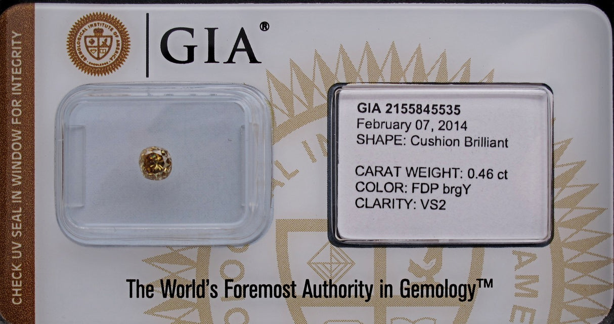 0.46 carat Cushion diamond Yellow VS2
