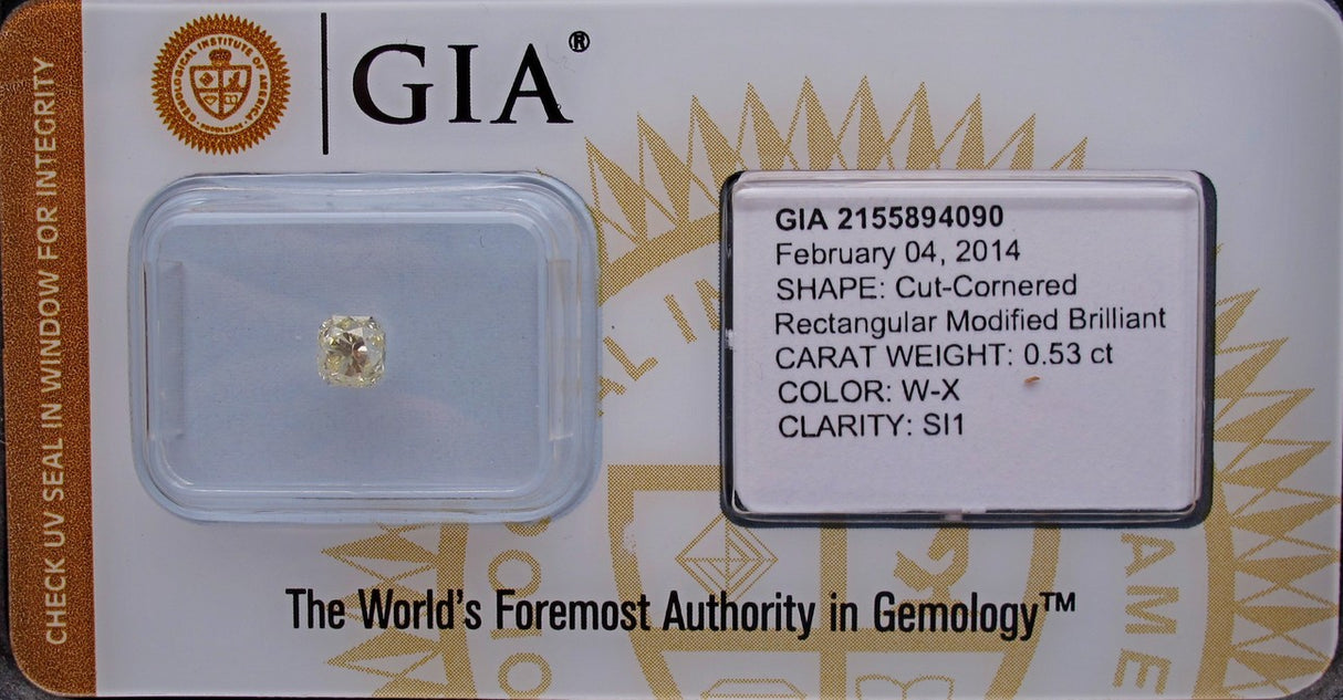 0.53 carat Radiant diamond Yellow SI1