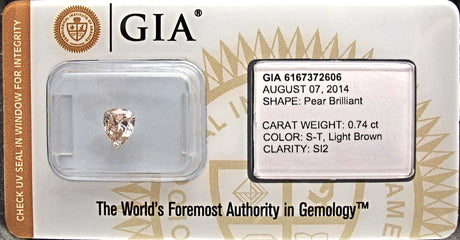 0.74 carat Pear diamond Brown SI2