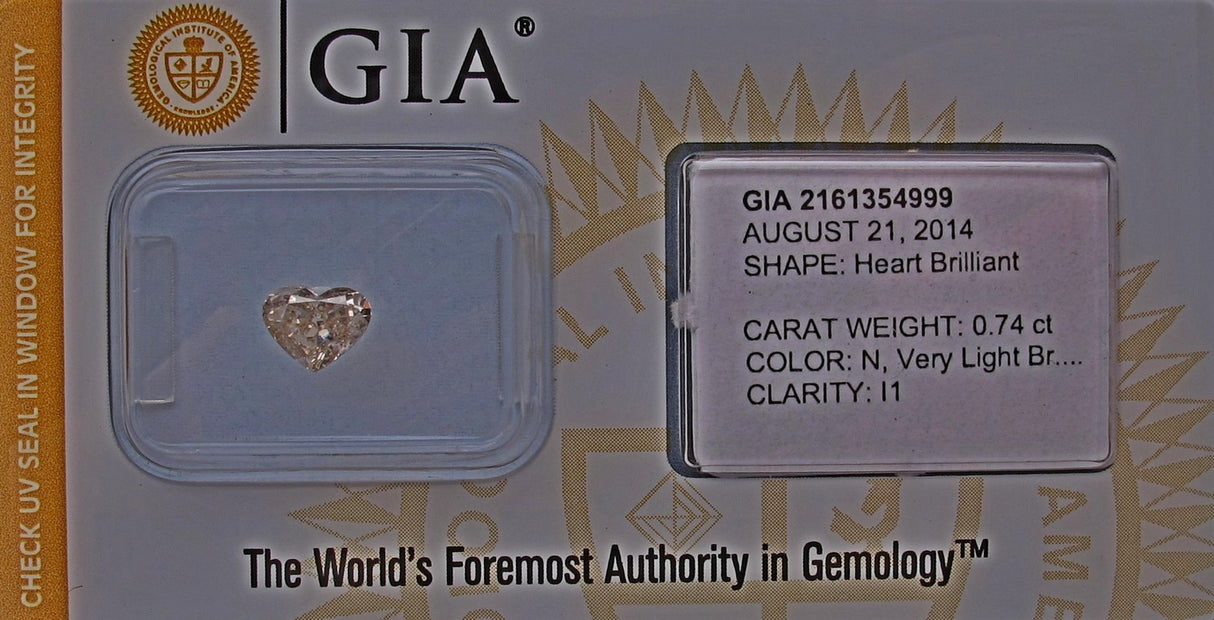 0.74 carat Heart diamond  Brown I1