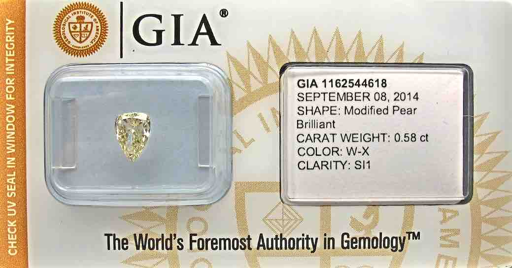 0.58 carat Pear diamond  Yellow SI1