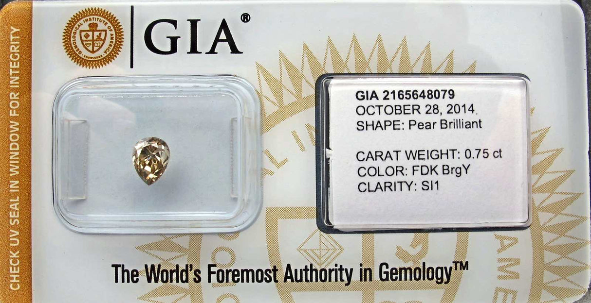 0.75 carat Pear diamond Yellow SI1