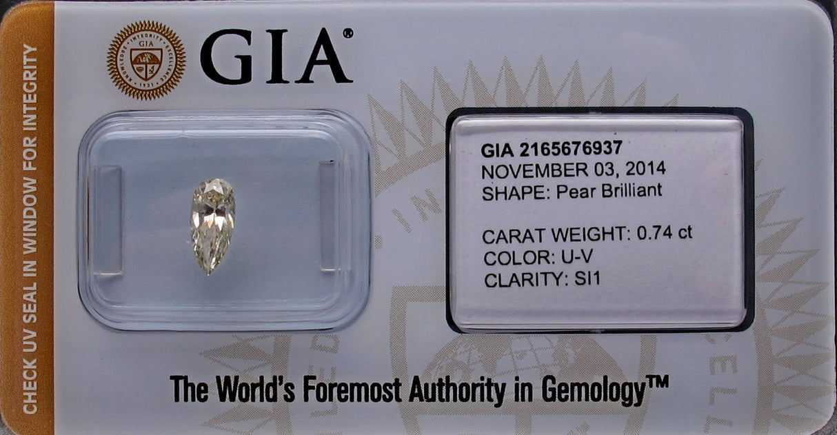 0.74 carat Pear diamond Yellow SI1