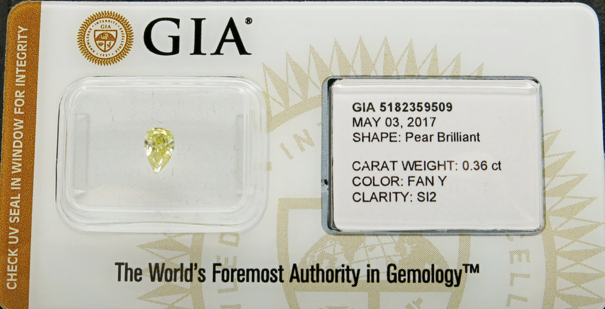 0.36 carat Pear diamond Yellow SI2