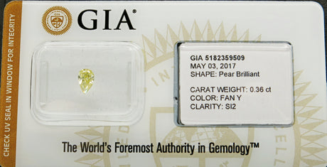 0.36 carat Pear diamond Yellow SI2