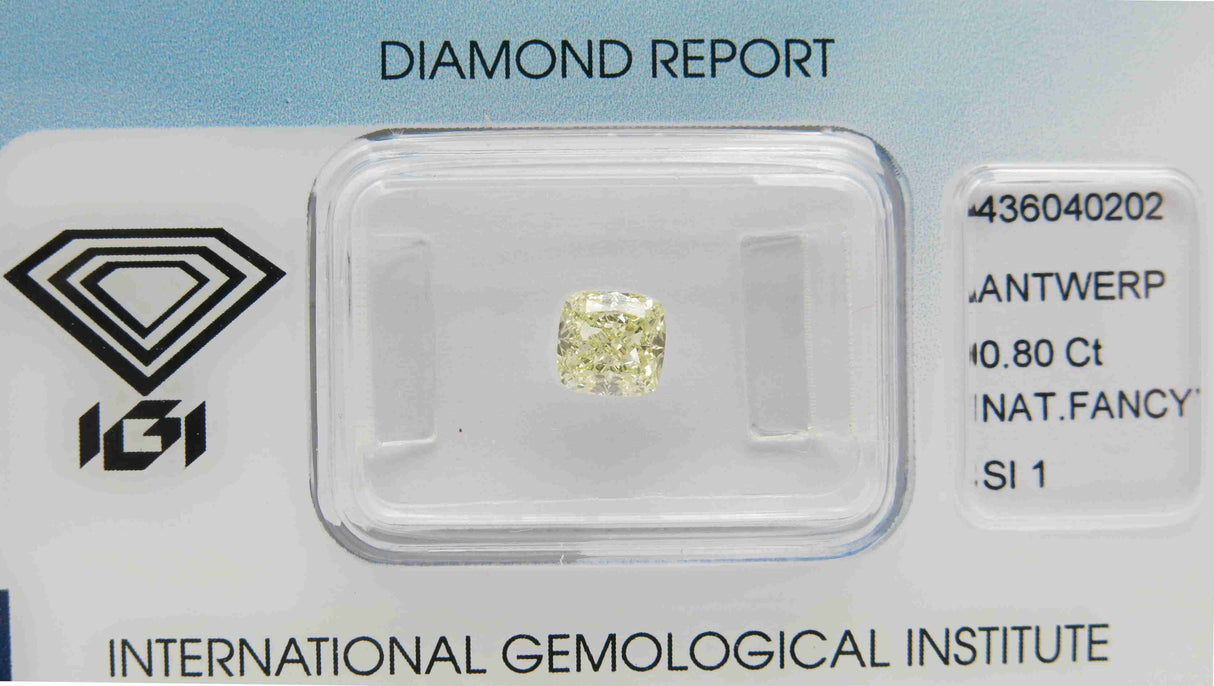 0.80 carat Cushion diamond Yellow SI1