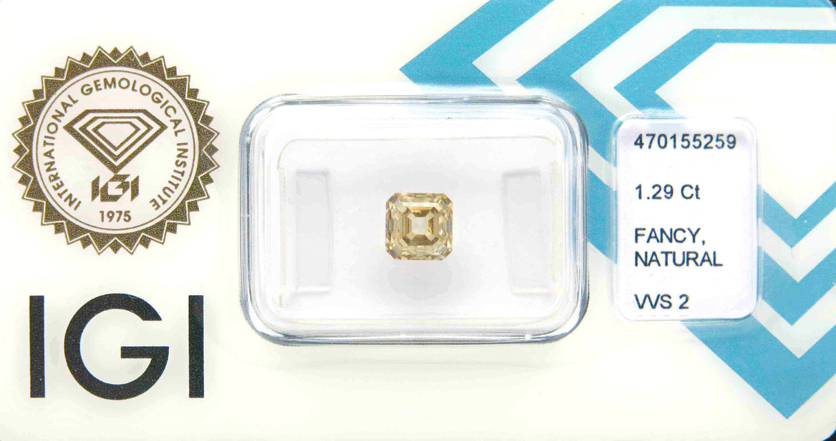 1.29 carat Emerald diamond Brown VVS2