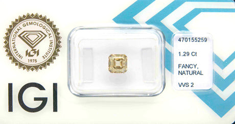 1.29 carat Emerald diamond Brown VVS2