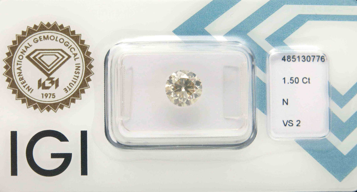 1.50 carat Round diamond Brown VS2