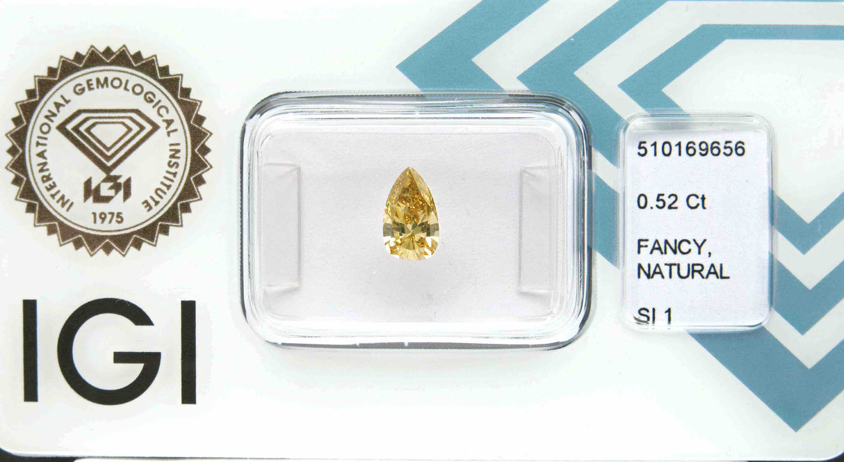 0.52 carat Pear diamond Yellow SI1