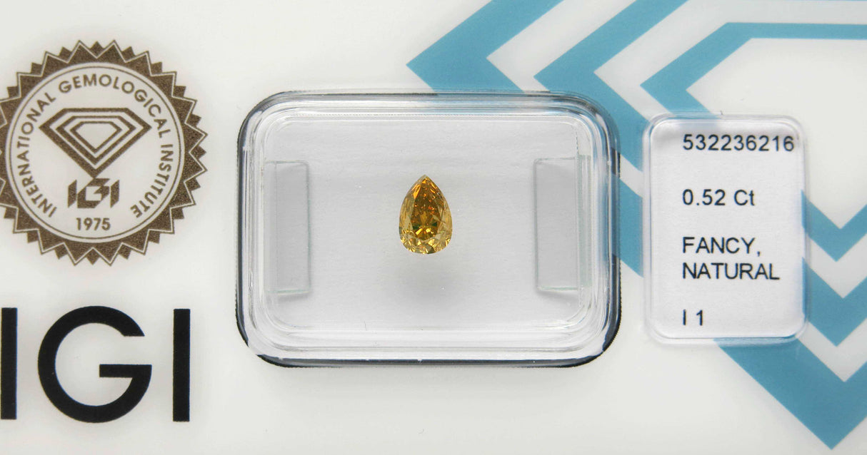 0.52 carat Pear diamond  Yellow I1