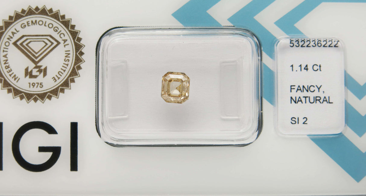 1.14 carat Emerald diamond Brown SI2