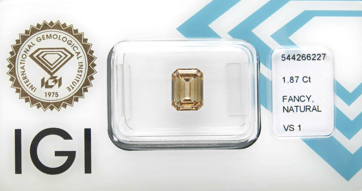 1.87 carat Emerald diamond Brown VS1