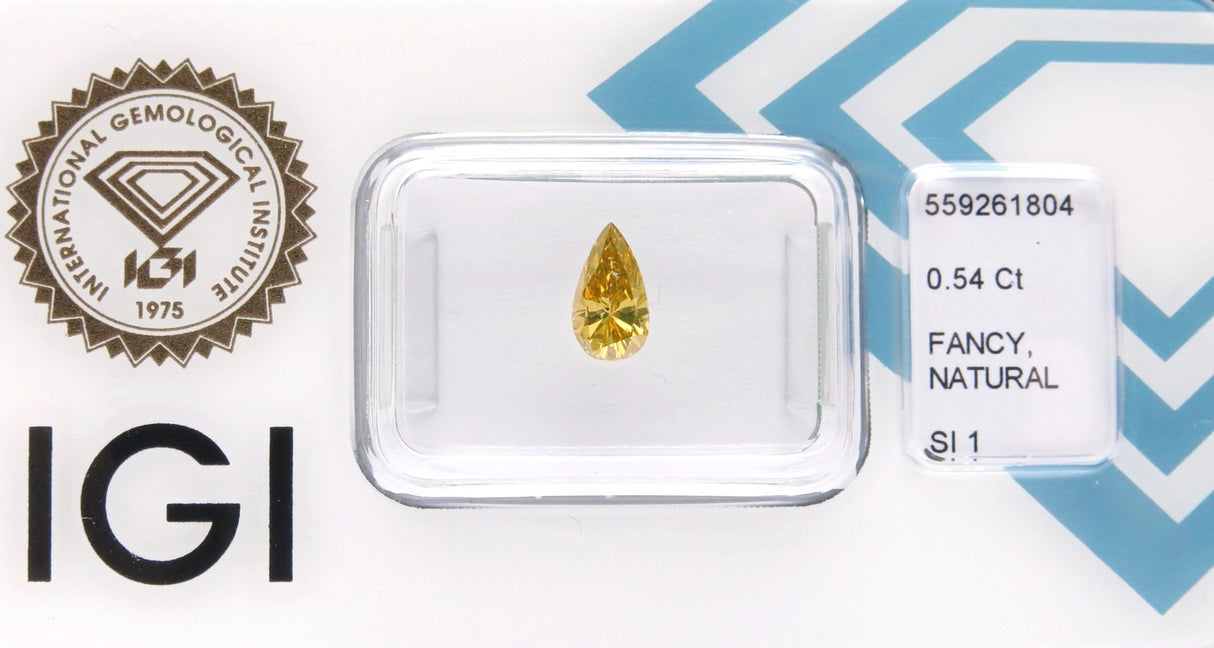 0.54 carat Pear diamond Yellow SI1