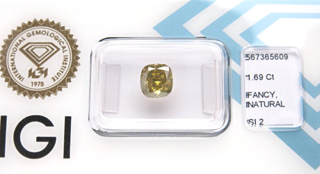 1.69 carat Cushion diamond Yellow SI2