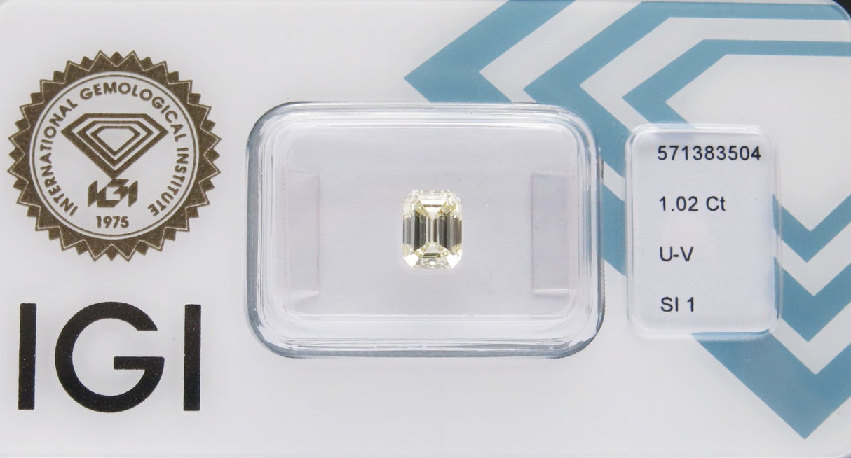 1.02 carat Emerald diamond Yellow SI1