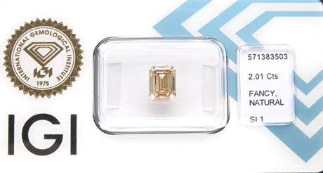 2.01 carat Emerald diamond Brown SI1
