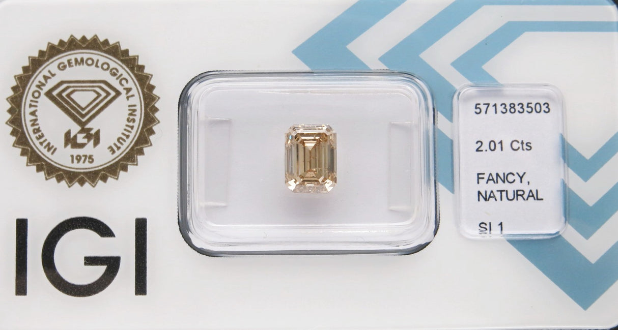 2.01 carat Emerald diamond Brown SI1