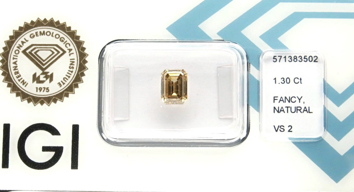 1.30 carat Emerald diamond Brown VS2