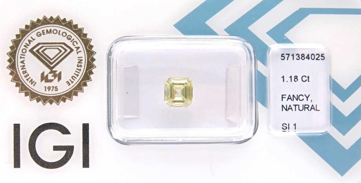 1.18 carat Emerald diamond Yellow SI1