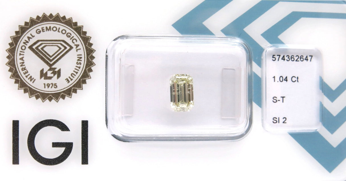 1.04 carat Emerald diamond Yellow SI2