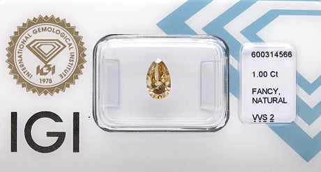 1.00 carat Pear diamond Yellow VVS2