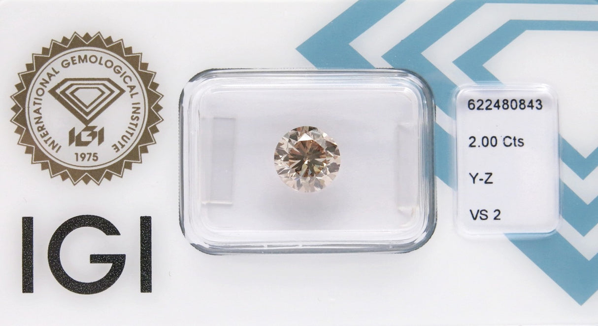 2.00 carat Round diamond Brown VS2