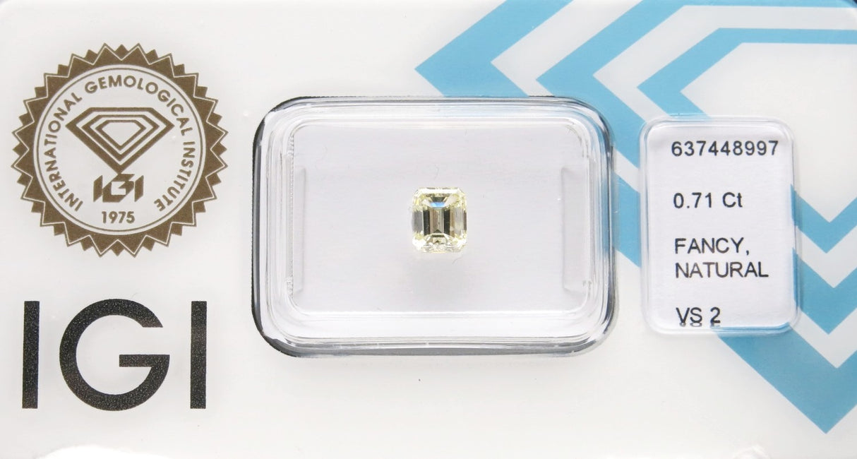 0.71 carat Emerald diamond Yellow VS2