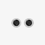 Black and White Diamonds. Halo Gold Stud Earrings