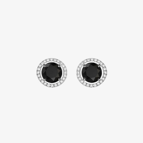 Black and White Diamonds. Halo Gold Stud Earrings