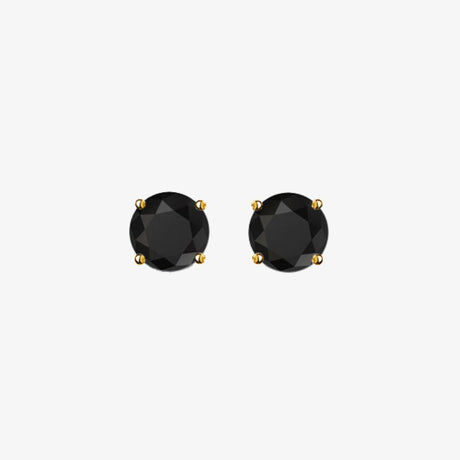 Black Diamonds. Gold Stud Earrings