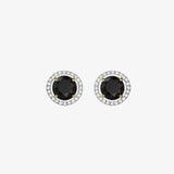 Black and White Diamonds. Halo Gold Stud Earrings