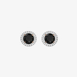 Black and White Diamonds. Halo Gold Stud Earrings