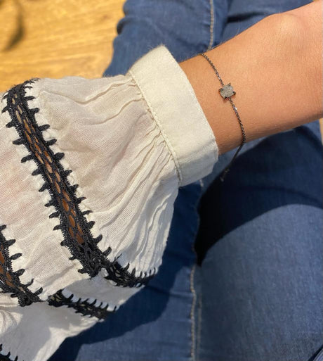 Natural Rough Diamond 0.58 carat - Black gold Bracelet