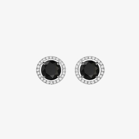 Black and White Diamonds. Halo Gold Stud Earrings