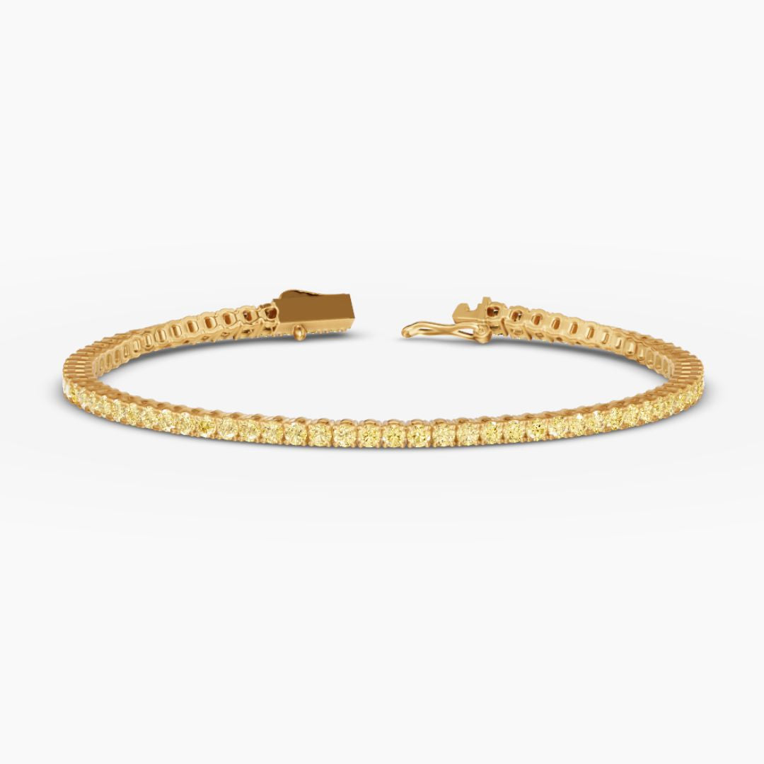 Round Cut Yellow Diamond Tennis Bracelet
