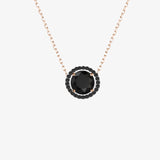 Black Diamonds. Solitaire Halo Gold Necklace