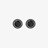 Black Diamonds. Halo Gold Stud Earrings