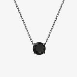 Black Diamond. Solitaire Gold Necklace