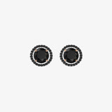 Black Diamonds. Halo Gold Stud Earrings