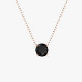 Black Diamond. Solitaire Gold Necklace