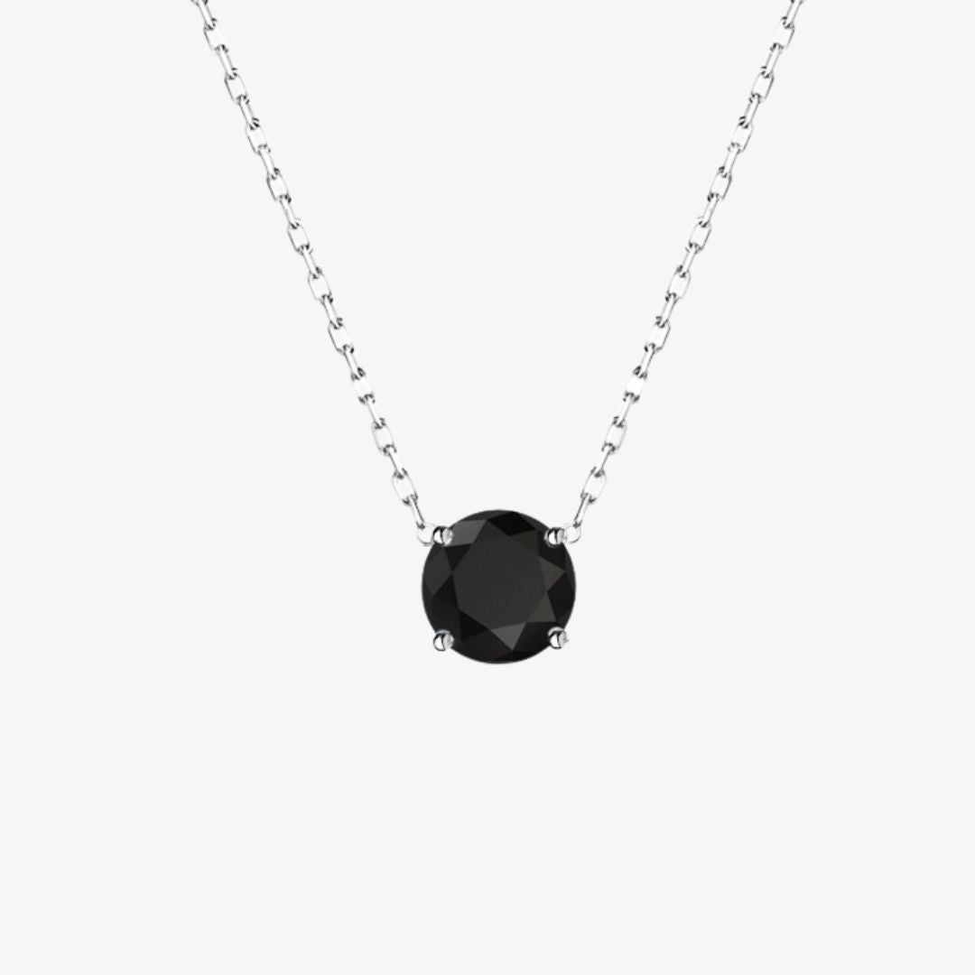 Black Diamond. Solitaire Gold Necklace