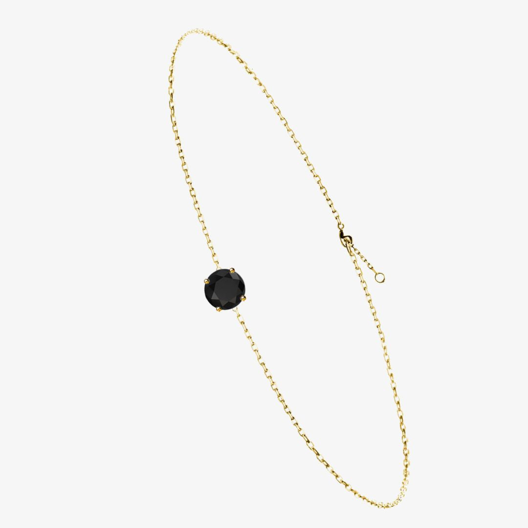 Black Diamond. Solitaire Gold Bracelet