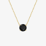 Black Diamond. Solitaire Gold Necklace