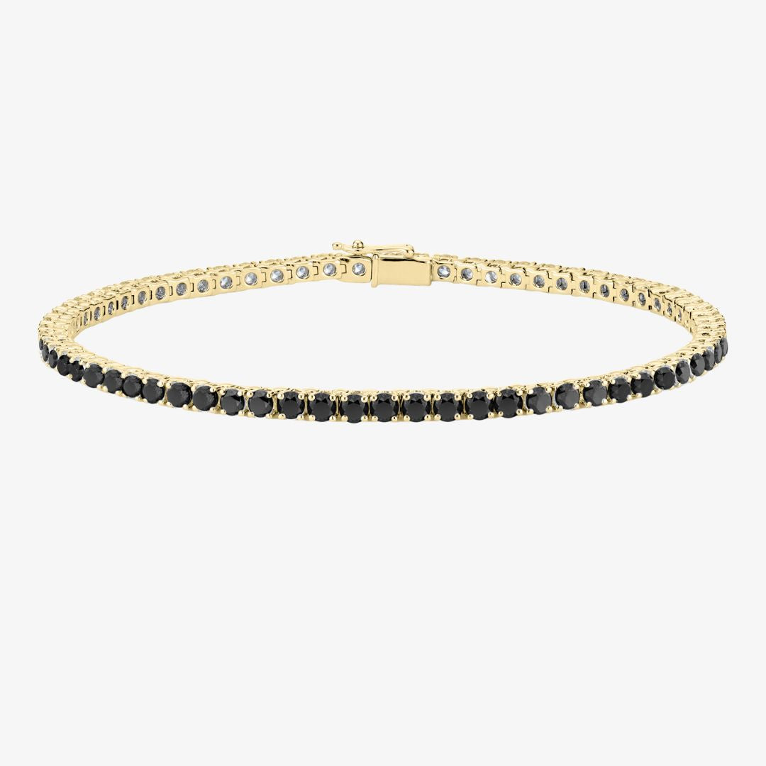 Black Diamonds. Gold Tennis Bracelet