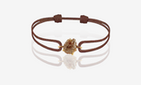 Natural Rough Diamond 2.48 carat. Yellow gold. Brown cord bracelet